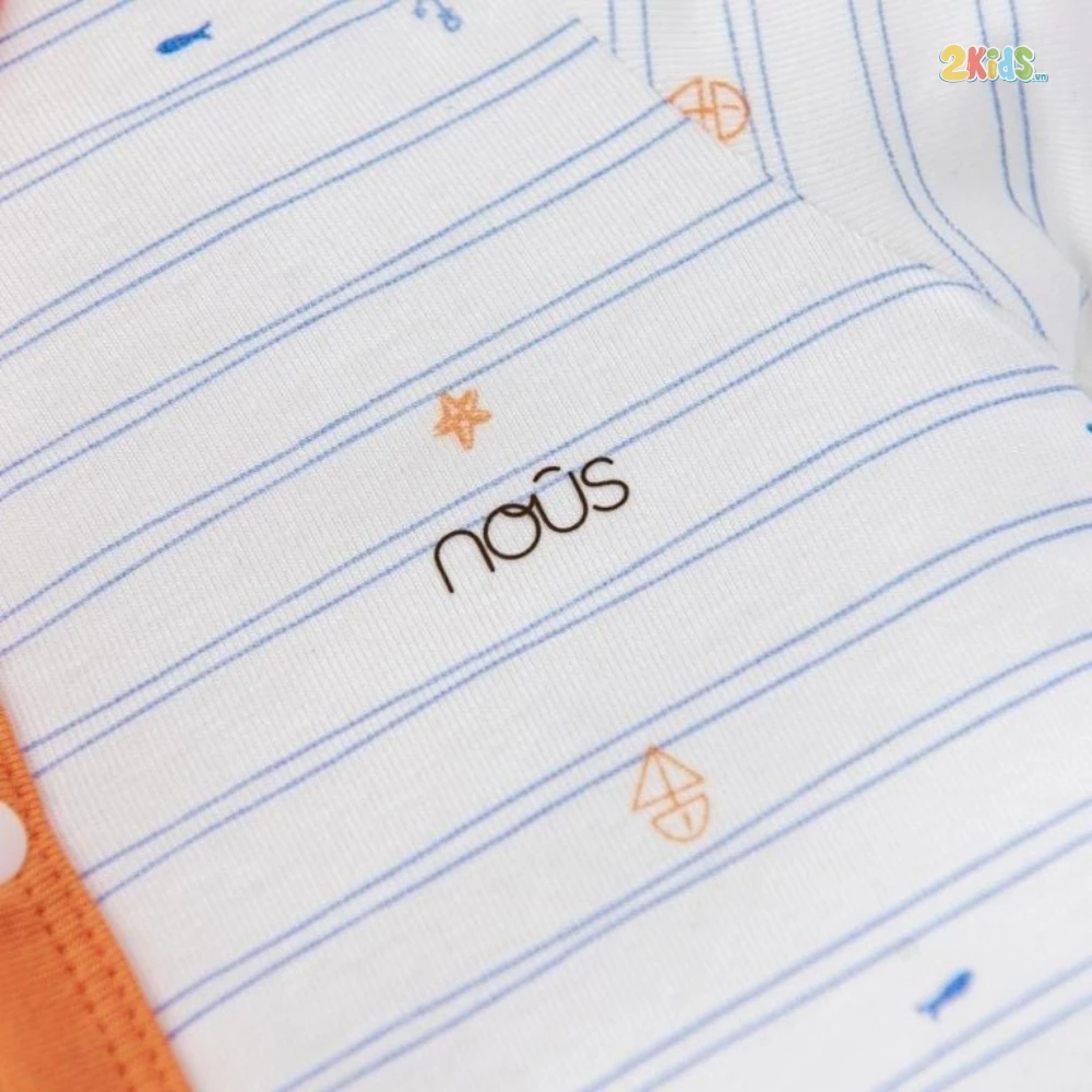 Bộ body sơ sinh Nous dài tay mix yếm in họa tiết