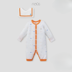 Bộ body sơ sinh Nous dài tay mix yếm in họa tiết