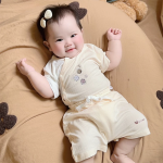 Bộ cộc tay sơ sinh cài lệch in hình