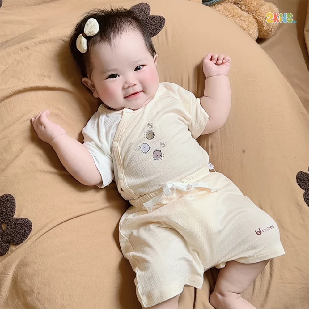 Bộ cộc tay sơ sinh cài lệch in hình