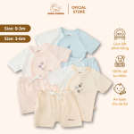 Bộ cộc tay sơ sinh cài lệch in hình