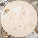 Bộ cộc tay sơ sinh cài lệch in hình