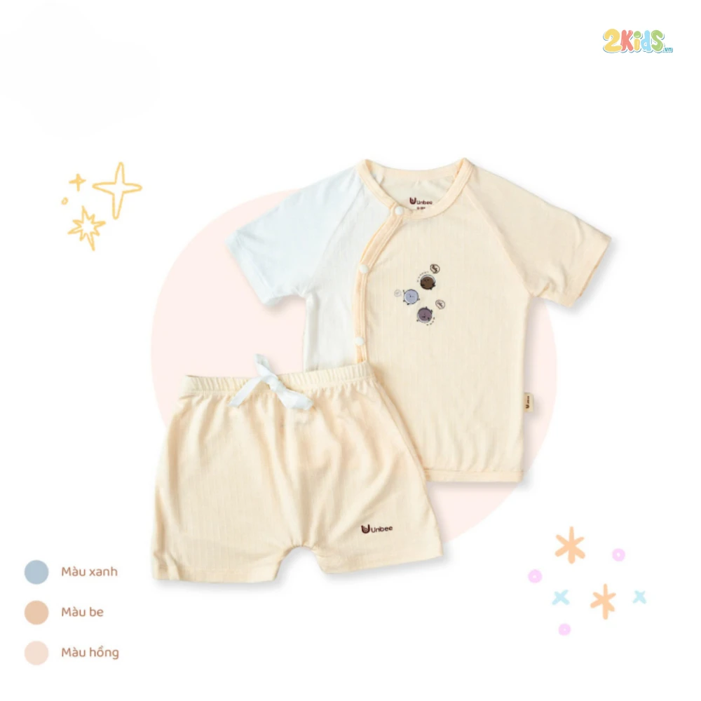 Bộ cộc tay sơ sinh cài lệch in hình