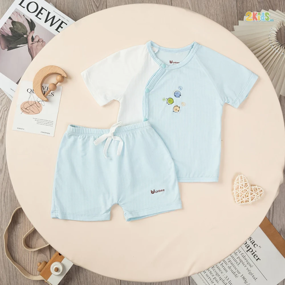 Bộ cộc tay sơ sinh cài lệch in hình