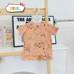 Bộ cộc tay sơ sinh Unchi in màu hoạ tiết