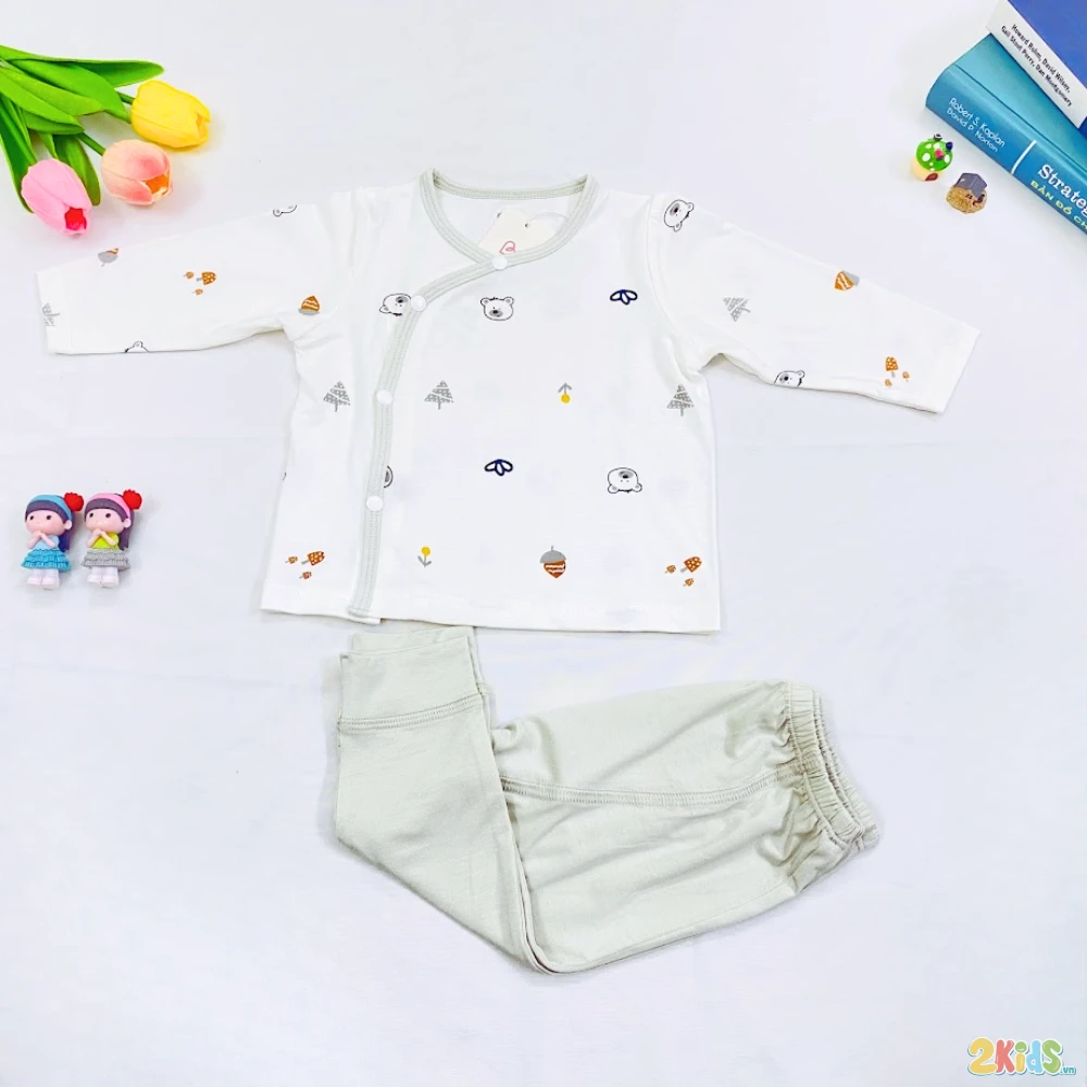 Bộ dài tay khuy bấm, chất liệu Petit siêu mát mịn