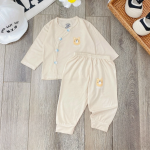 Bộ dài tay sơ sinh Unchi cài chéo mềm mịn