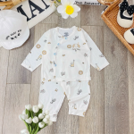 Bộ dài tay sơ sinh Unchi cài chéo mềm mịn