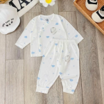 Bộ dài tay sơ sinh Unchi cài chéo mềm mịn