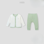 Bộ quần áo sơ sinh Nous dài tay áo trắng quần xanh