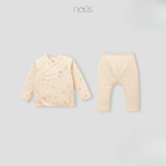 Bộ quần áo sơ sinh Nous dài tay cài lệch in họa tiết