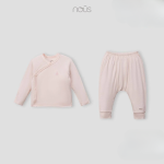 Bộ quần áo sơ sinh Nous dài tay cài lệch màu hồng