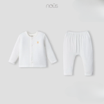 Bộ quần áo sơ sinh Nous dài tay cài thẳng màu trắng