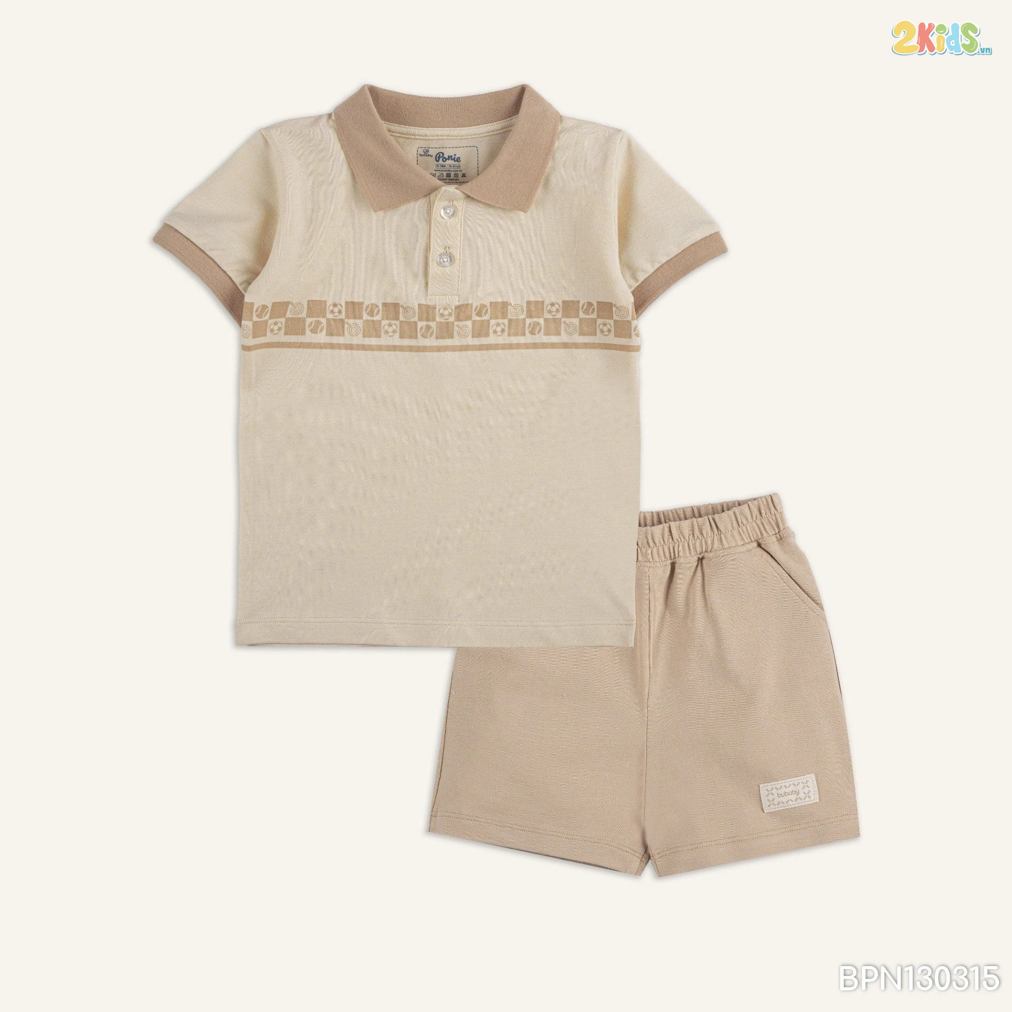 Bộ quần áo trẻ em Bu baby ngắn tay cổ Polo