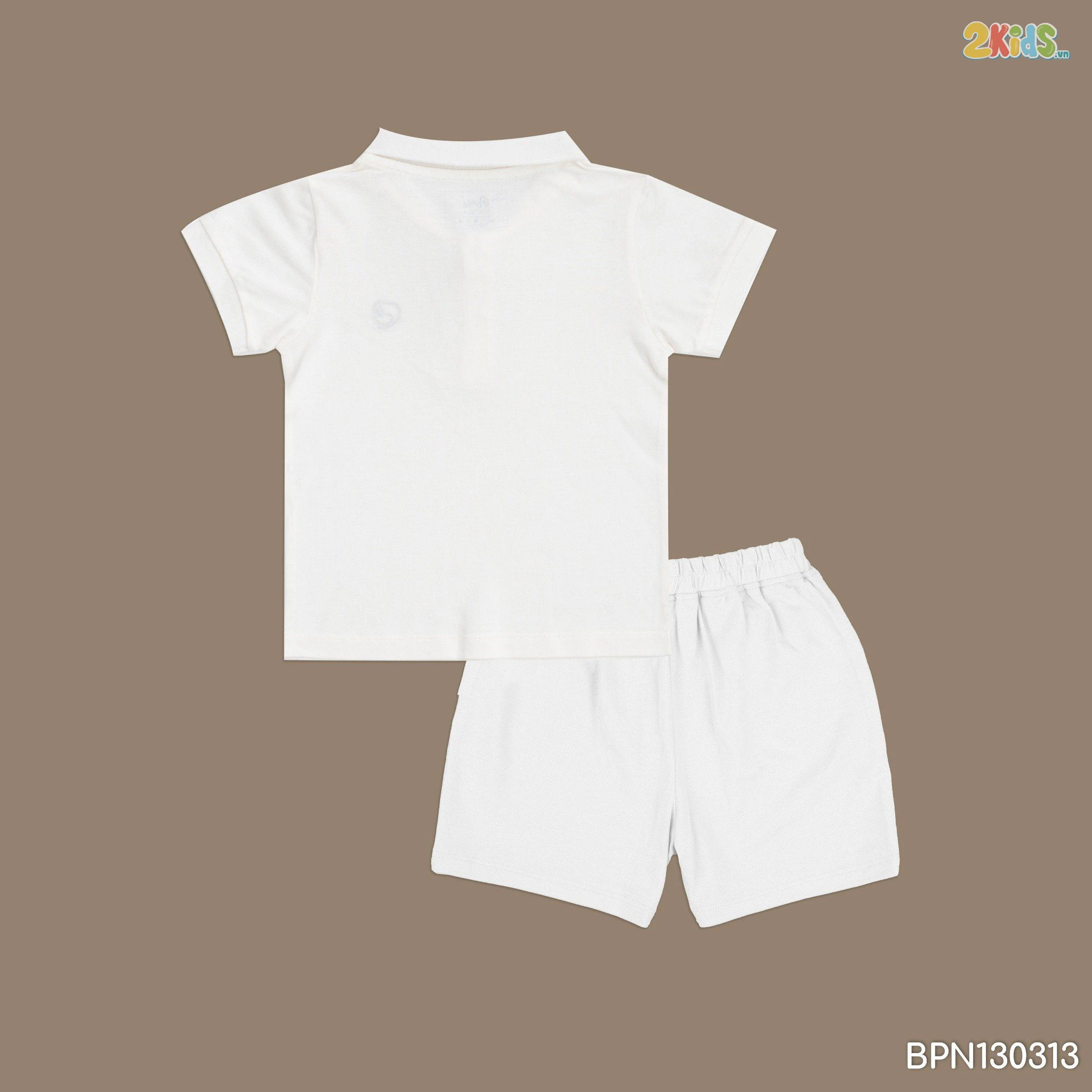 Bộ quần áo trẻ em Bu baby ngắn tay cổ Polo