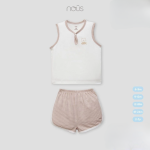 Bộ quần áo trẻ em Nous ba lỗ trắng phối màu