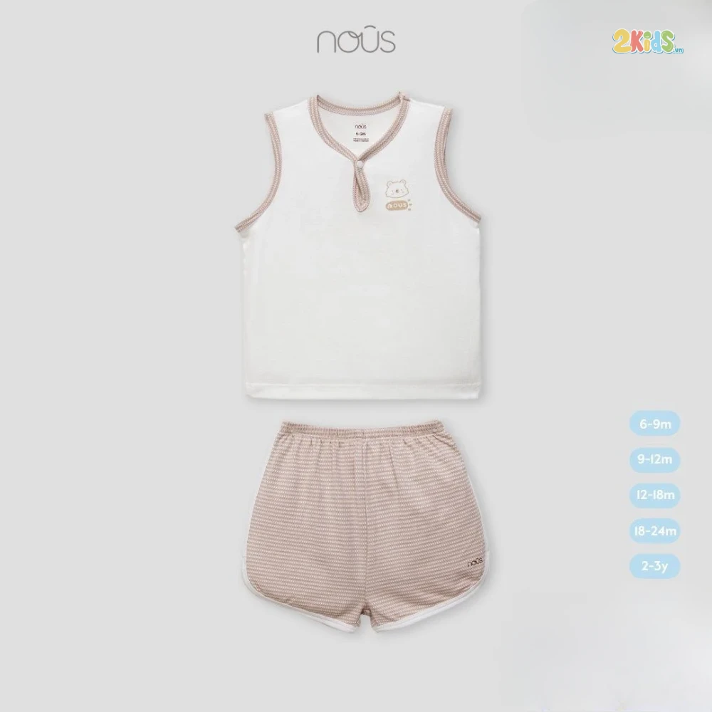 Bộ quần áo trẻ em Nous ba lỗ trắng phối màu