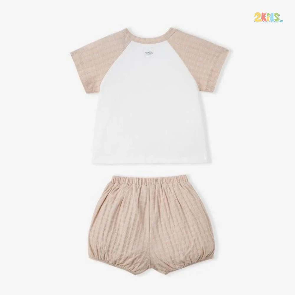 Bộ quần áo trẻ em Nous cộc tay phối màu nâu