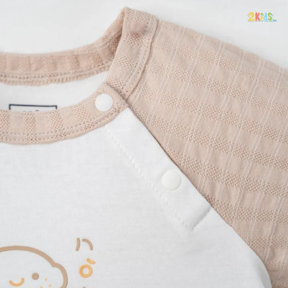 Bộ quần áo trẻ em Nous cộc tay phối màu nâu