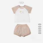 Bộ quần áo trẻ em Nous cộc tay phối màu nâu