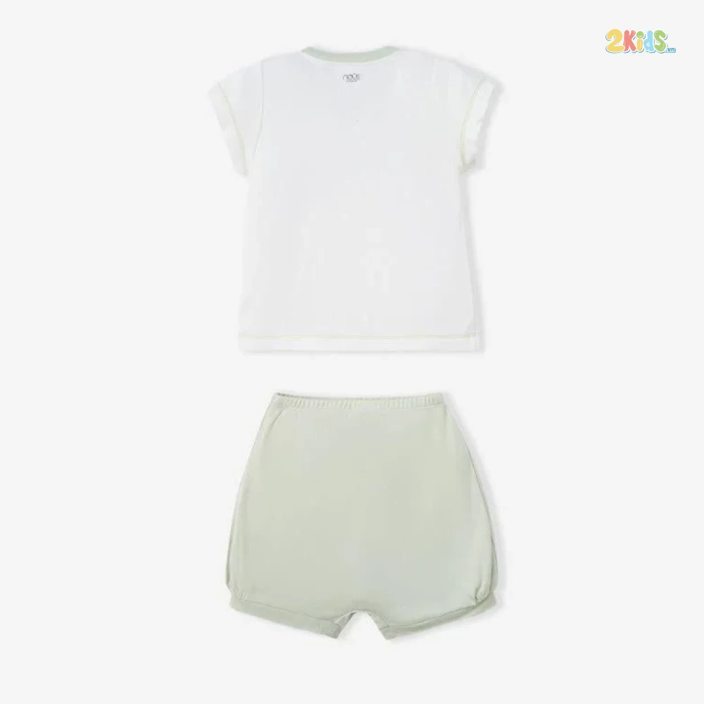 Bộ quần áo trẻ em Nous cộc tay phối màu xanh