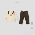 Bộ quần áo trẻ em Nous dài tay tai cún phối màu