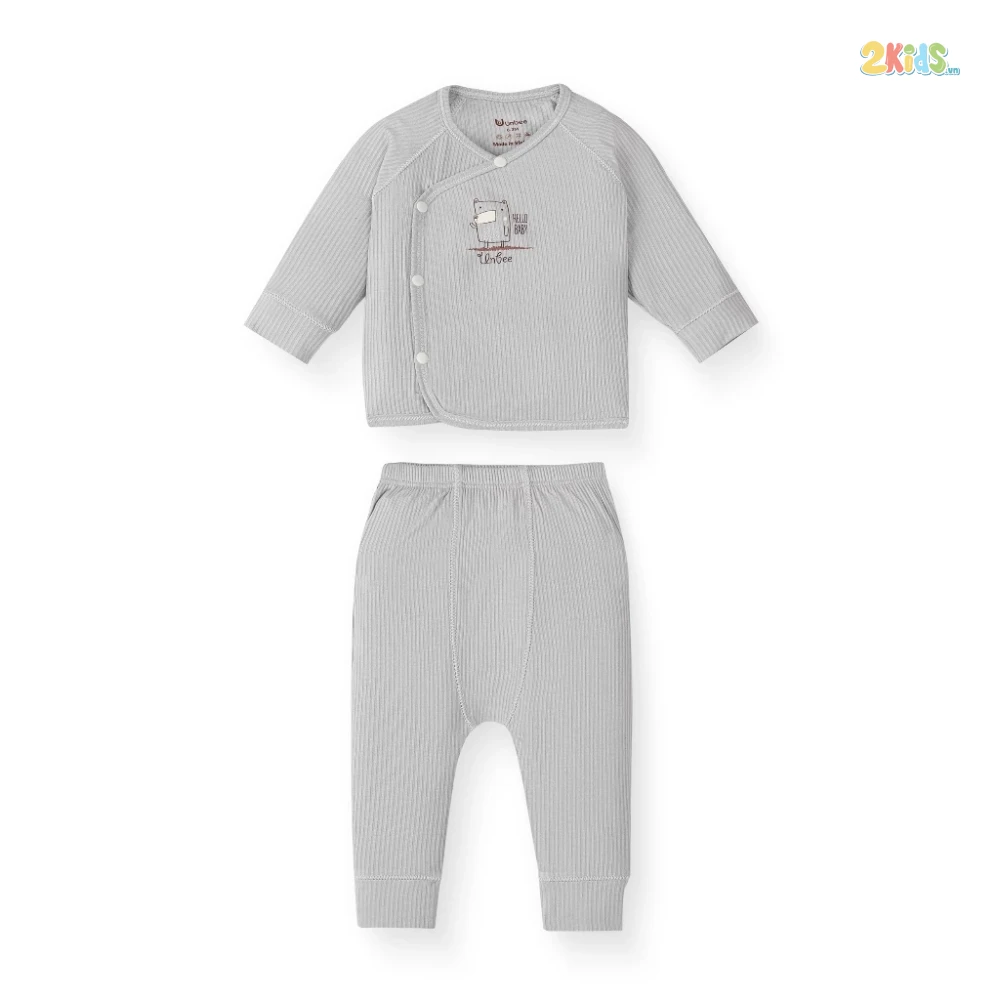 Bộ sơ sinh cài chéo Unbee 2 vạt kín bụng