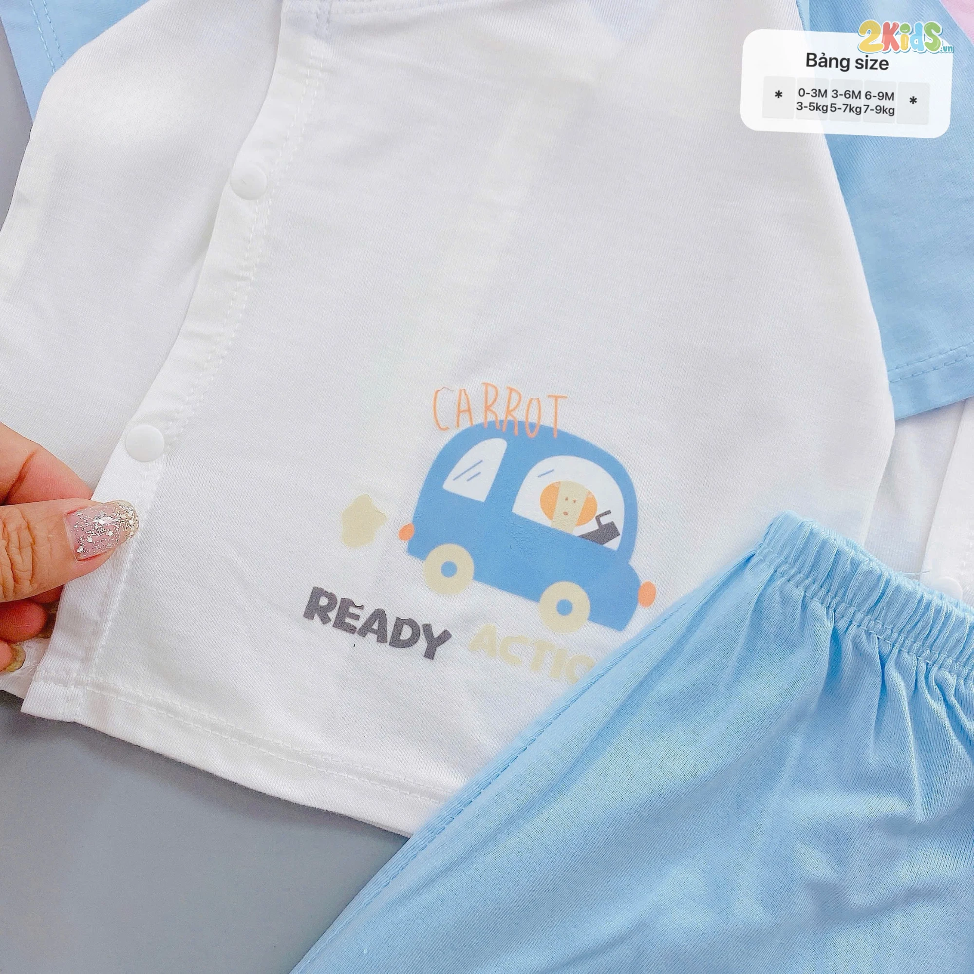 Bộ Quần Áo Sơ Sinh Unchi Cộc Tay Unchi Cài Chéo Xinh Xắn