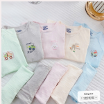 Bộ Quần Áo Sơ Sinh Unchi Cộc Tay Bamboo Vân Nổi