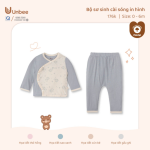 Bộ sơ sinh dài tay Unbee cài sóng in hình