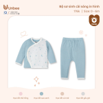 Bộ sơ sinh dài tay Unbee cài sóng in hình