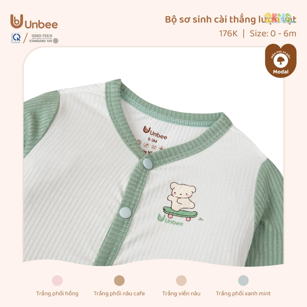 Bộ sơ sinh dài tay Unbee cài thẳng lượn vạt