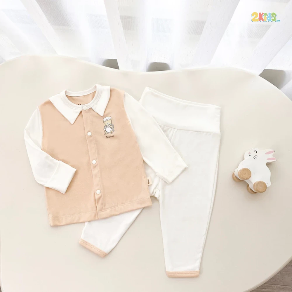 Bộ sơ sinh dài tay Unbee phối cổ