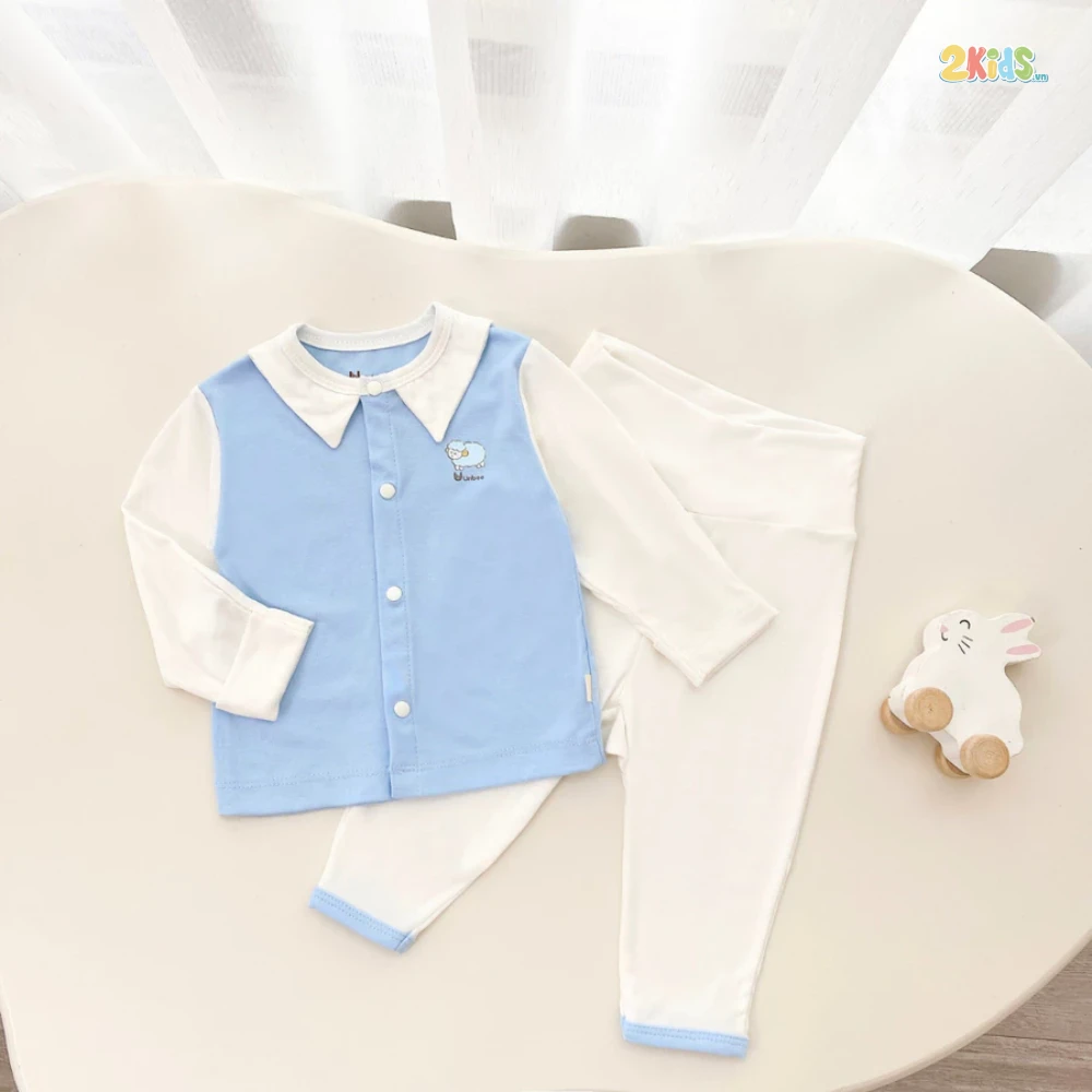 Bộ sơ sinh dài tay Unbee phối cổ