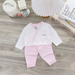 Bộ sơ sinh dài tay Unchi cài chéo phối màu hoạ tiết