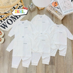 Bộ sơ sinh dài tay Unchi trắng cúc bấm cài chéo