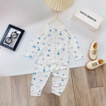 Bộ sơ sinh dài tay Unchi trắng in hoạ tiết