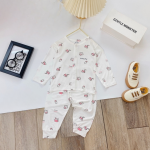 Bộ sơ sinh dài tay Unchi trắng in hoạ tiết