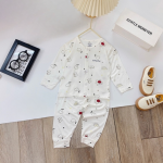 Bộ sơ sinh dài tay Unchi trắng in hoạ tiết