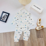 Bộ sơ sinh dài tay Unchi trắng in hoạ tiết