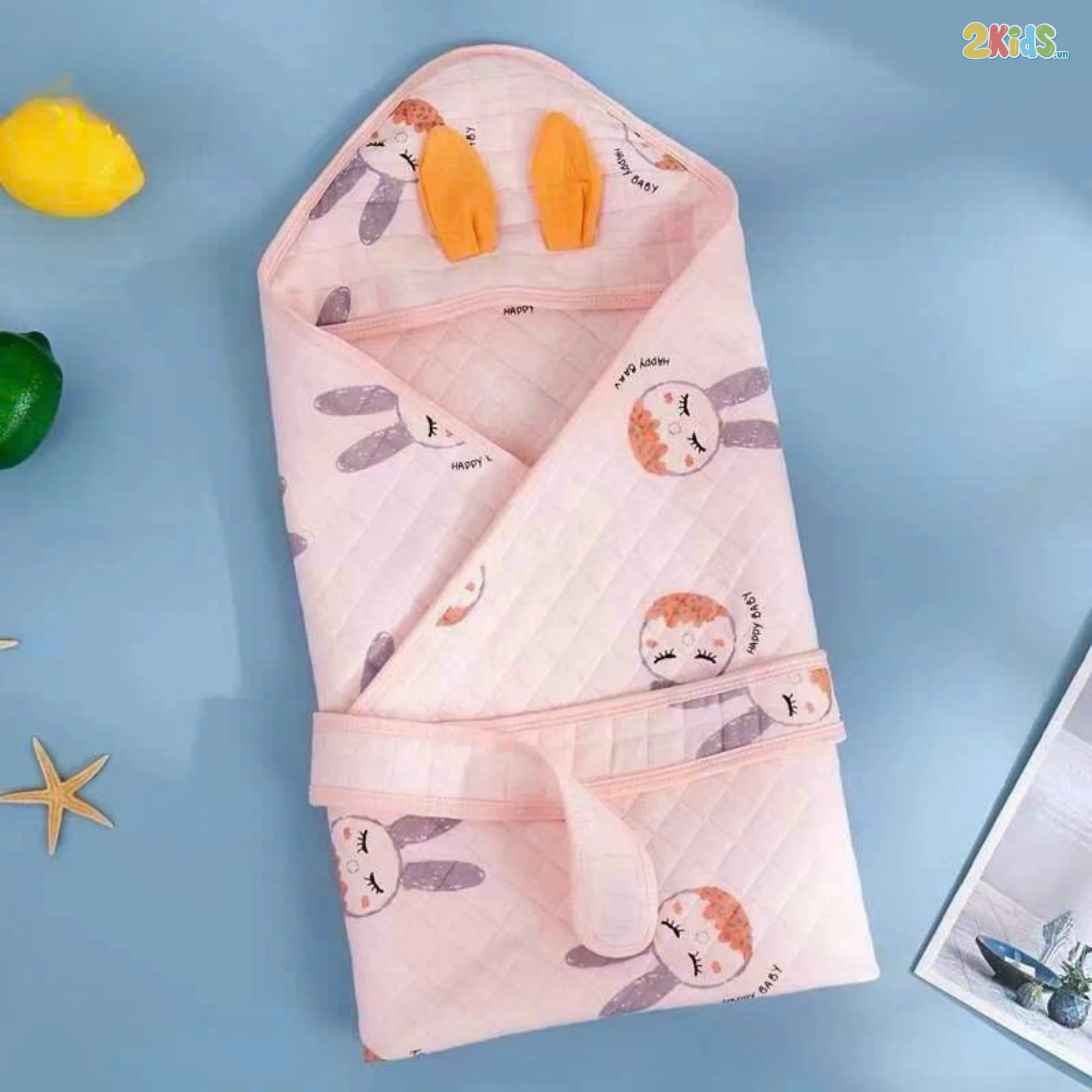 Chăn ủ cotton xốp có mũ và đai