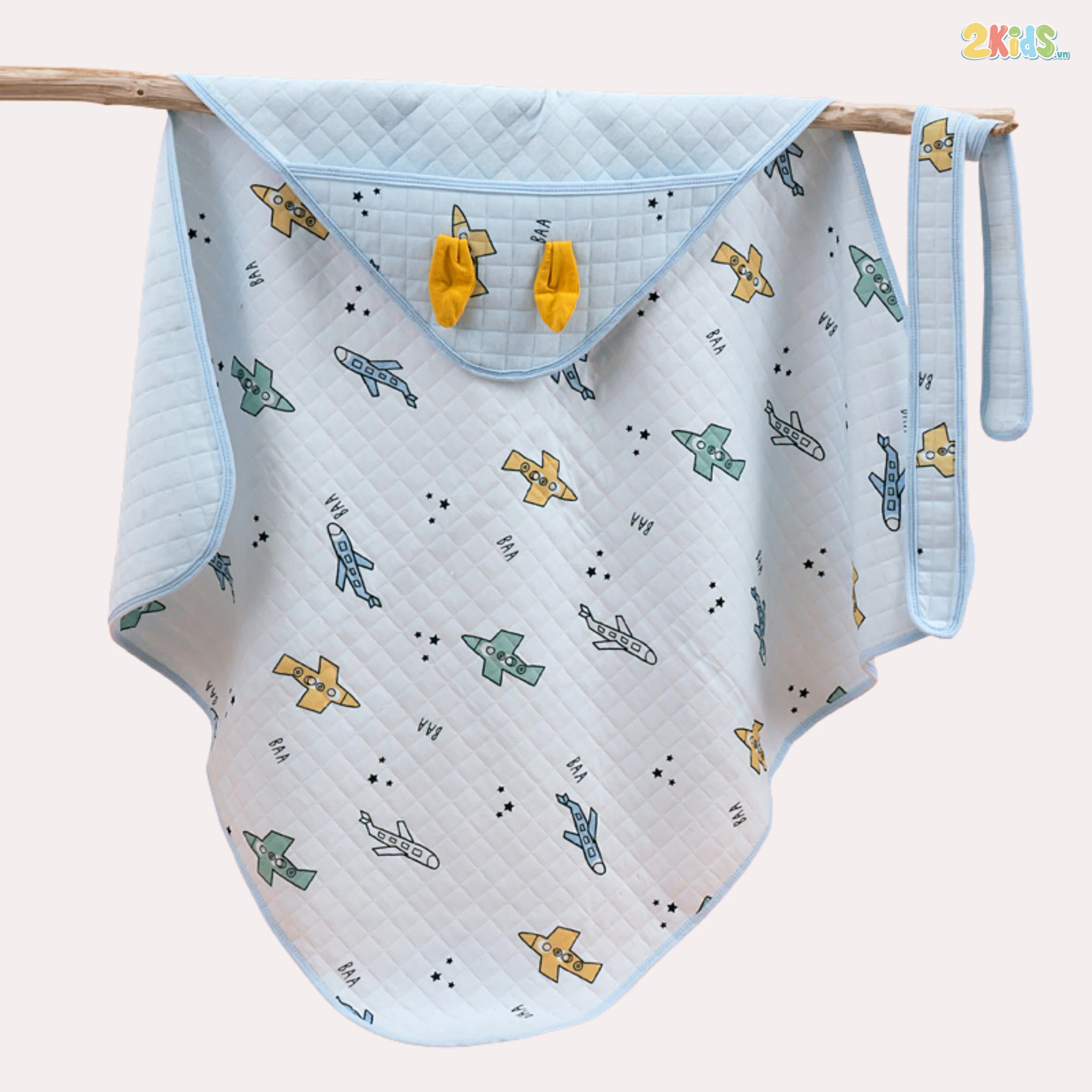 Chăn ủ cotton xốp có mũ và đai