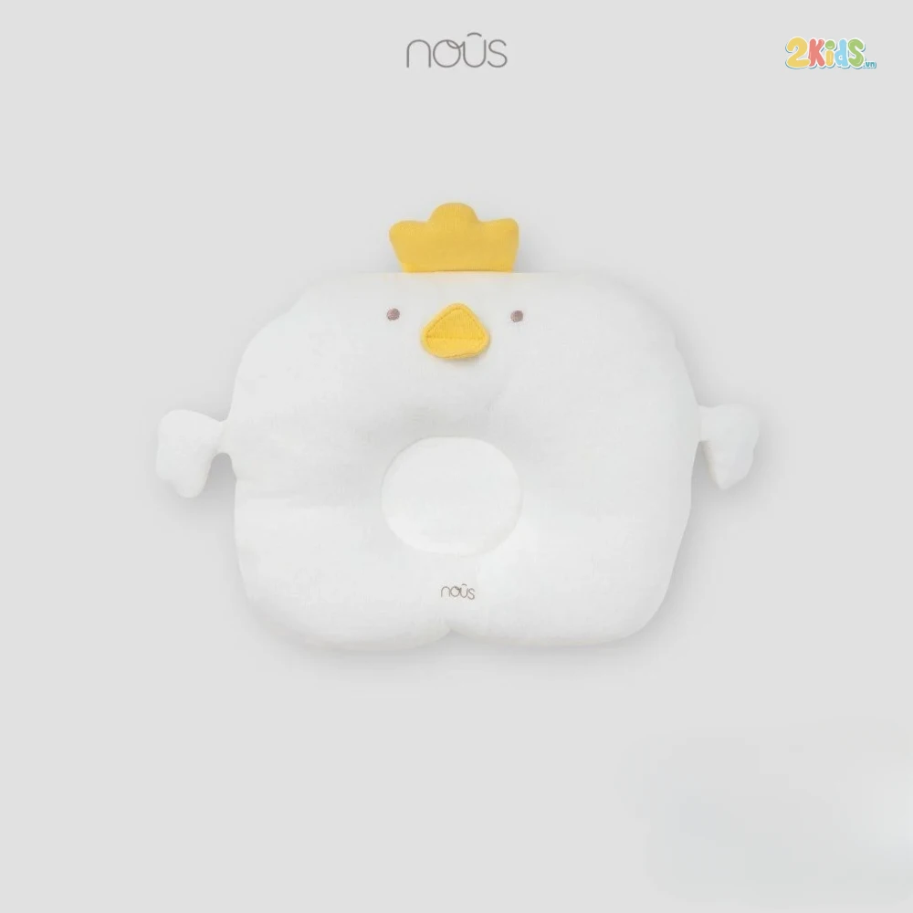 Gối Nous lõm định hình màu trắng in hình họa tiết