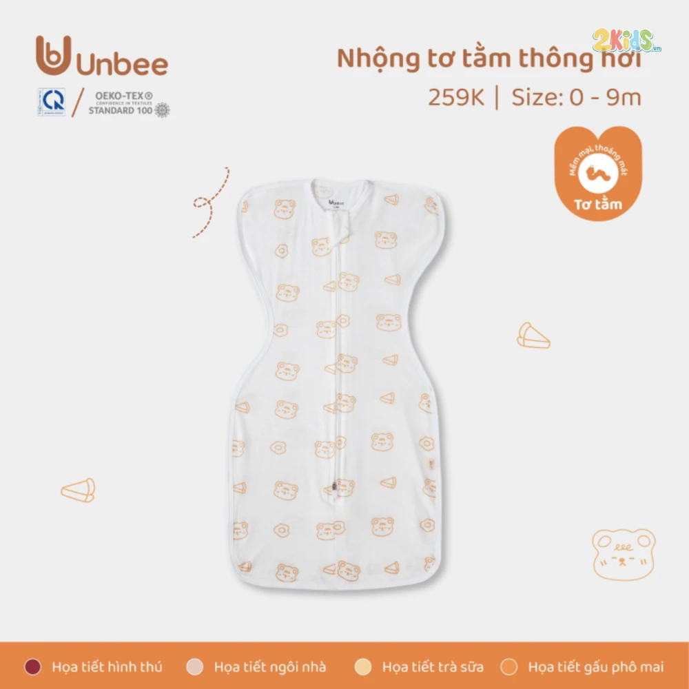 Nhộng chũn sơ sinh Unbee tơ tằm thông hơi