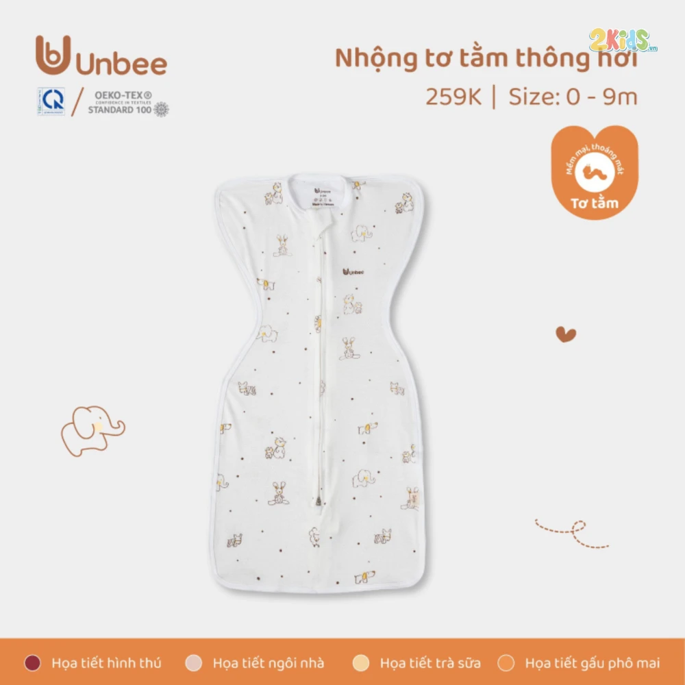 Nhộng chũn sơ sinh Unbee tơ tằm thông hơi