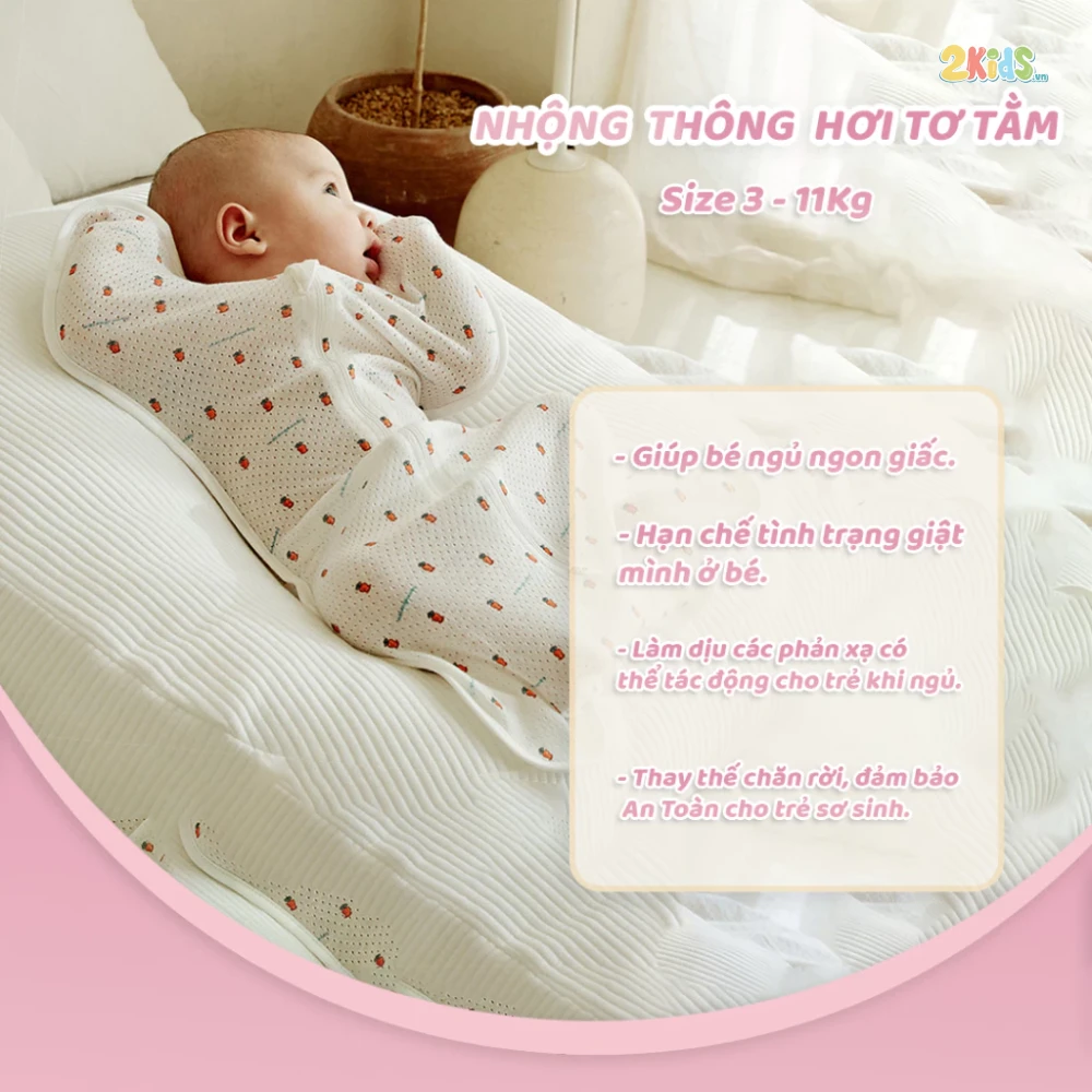 Nhộng chũn sơ sinh Unbee tơ tằm thông hơi