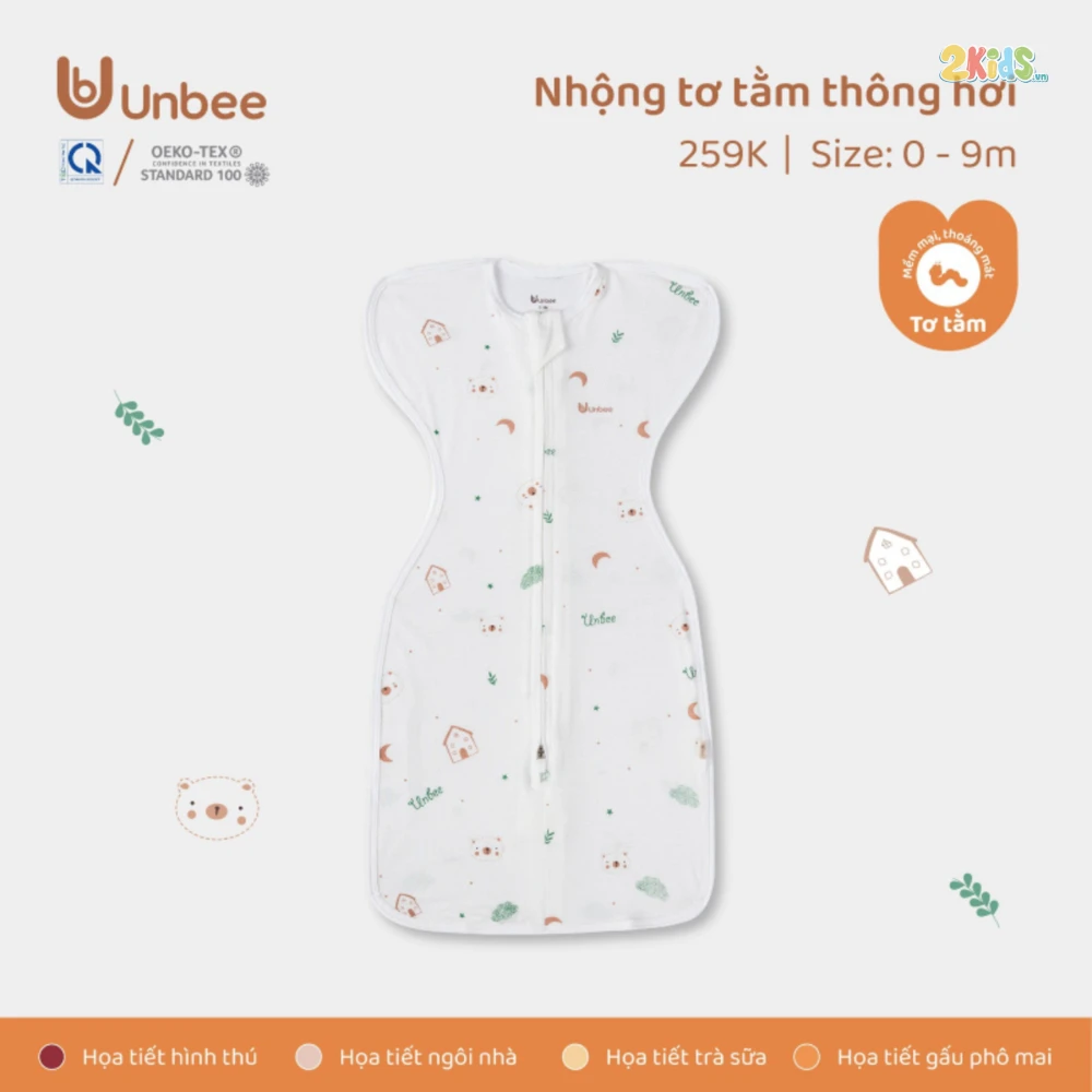 Nhộng chũn sơ sinh Unbee tơ tằm thông hơi