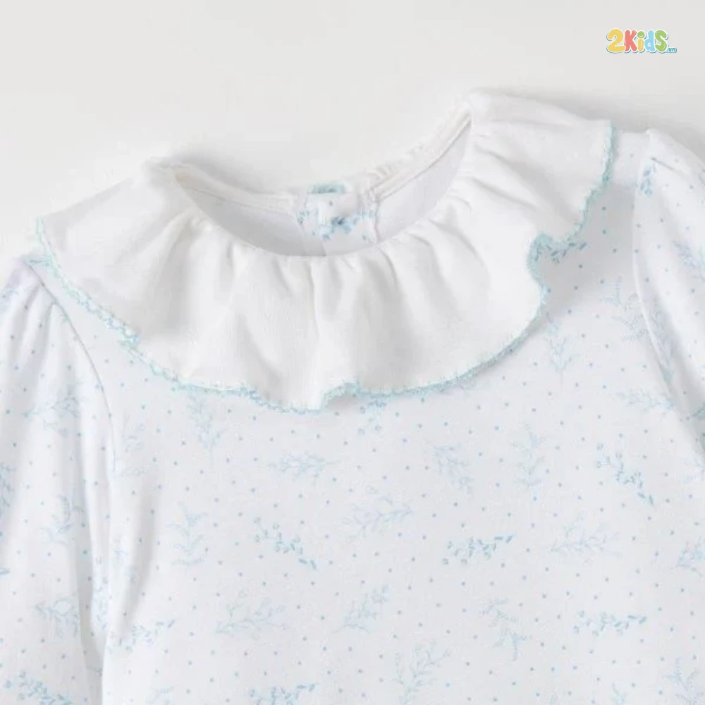 Váy cho bé Nous dài tay màu trắng cổ bèo