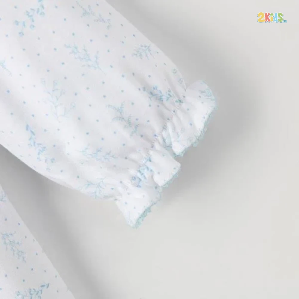 Váy cho bé Nous dài tay màu trắng cổ bèo