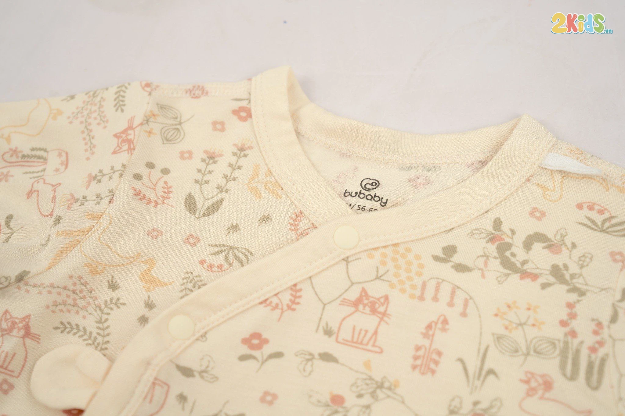 Bộ body sơ sinh Bu baby dài tay cài chéo tai thỏ Bambus